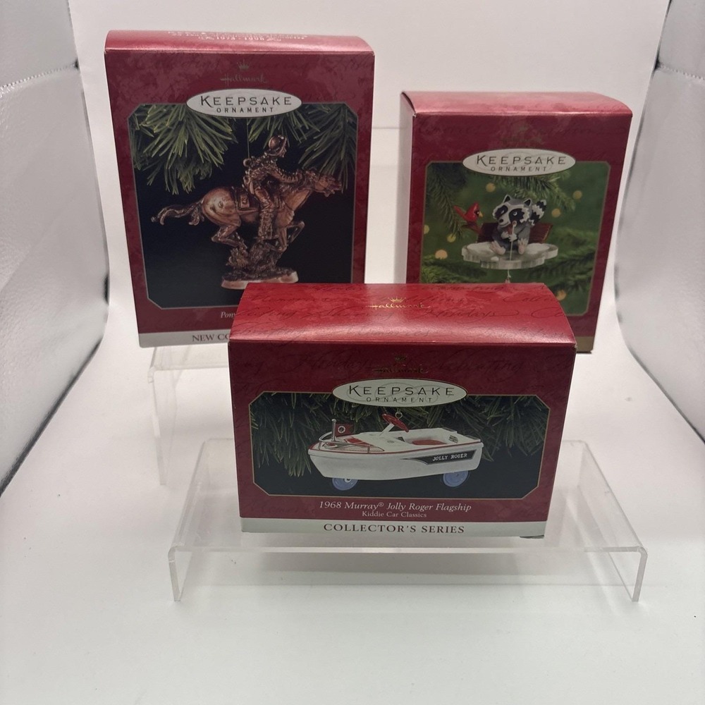Hallmark Keepsake Ornaments~Lot of 3~Murray Flagship/The Fishing Hole/Pony Exp